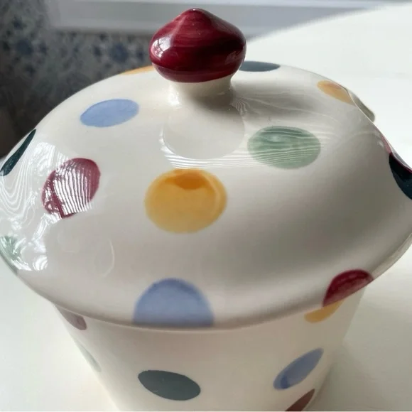 Emma Bridgewater multicolor polka dot pottery sugar bowl England - Picture 5 of 9